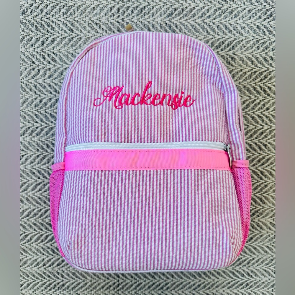 NEW: Baby/Toddler Searsucker Backpack - Personalized with the name: Mackensie